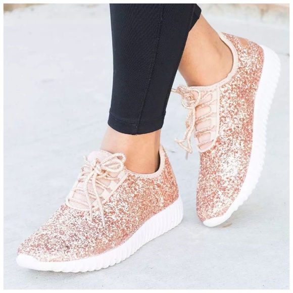 Danalli Shoes - ROSE GOLD | Lightweight glitter fashion sneakers